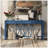 60''Acacia Veneer Console Table With 4 Spacious Drawers, Modern Crisscross Design Entryway Table With Open Bottom Storage,Farmhouse Sofa Table For Living Room,Kitchen,Dining Room,Hallway-477983386