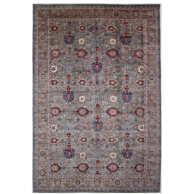 High-Quality Hand-Knotted Green Area Rug