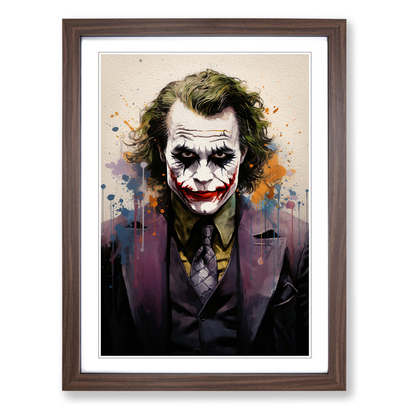 XYZ-FRM-V1223-3910 Joker Conceptual - Single Picture Frame Print on Wood, Walnut, 46cm H x 34cm W x 2cm D
