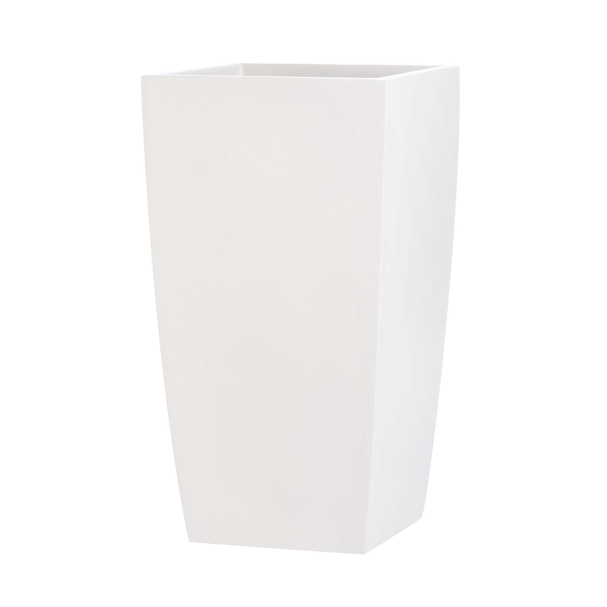 Hornell Tall Tapered Square Curved Planter, White, 22.5" H x 12" W x 12" D