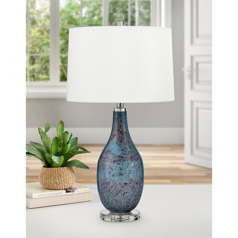 Bitonto 29" Light Blue and Red Table Lamp with USB Port