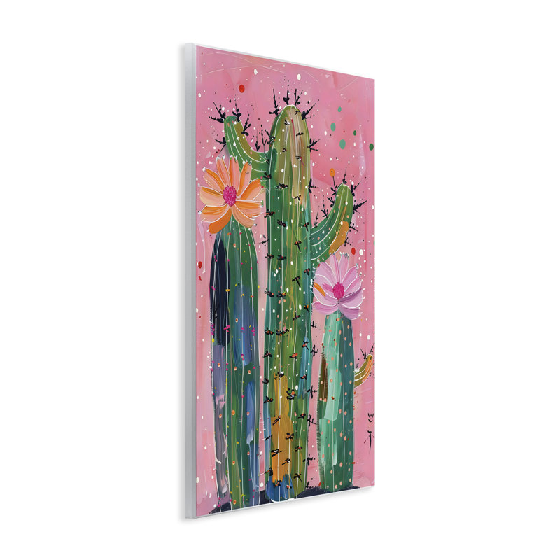 Plaque murale créative sur cactus rose, design par LSR Design Studio, H 19 po x l 13 po