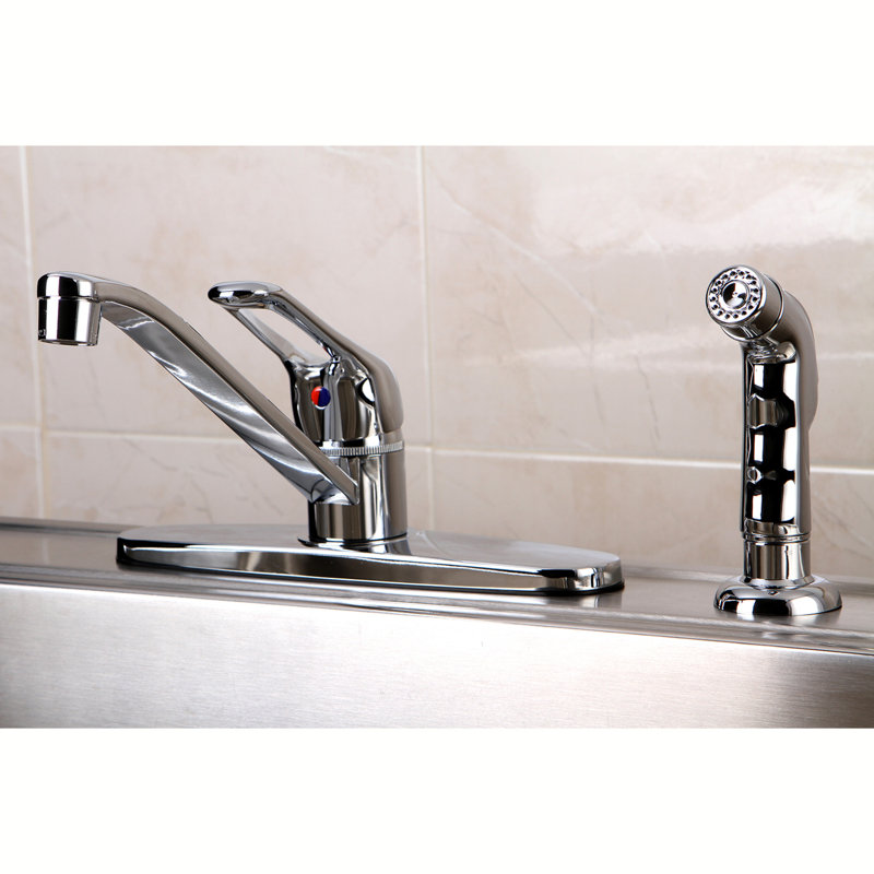 Kingston Brass Wyndham One-Handle 8" Centerset Kitchen Faucet, Polished Chrome, Without Side Spray