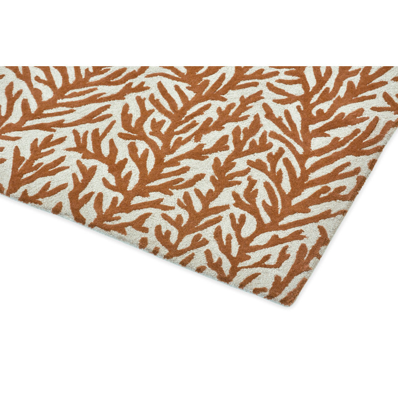 Hand Woven Wool Floral Area Rug, Rectangle 4'7" x 6'7"