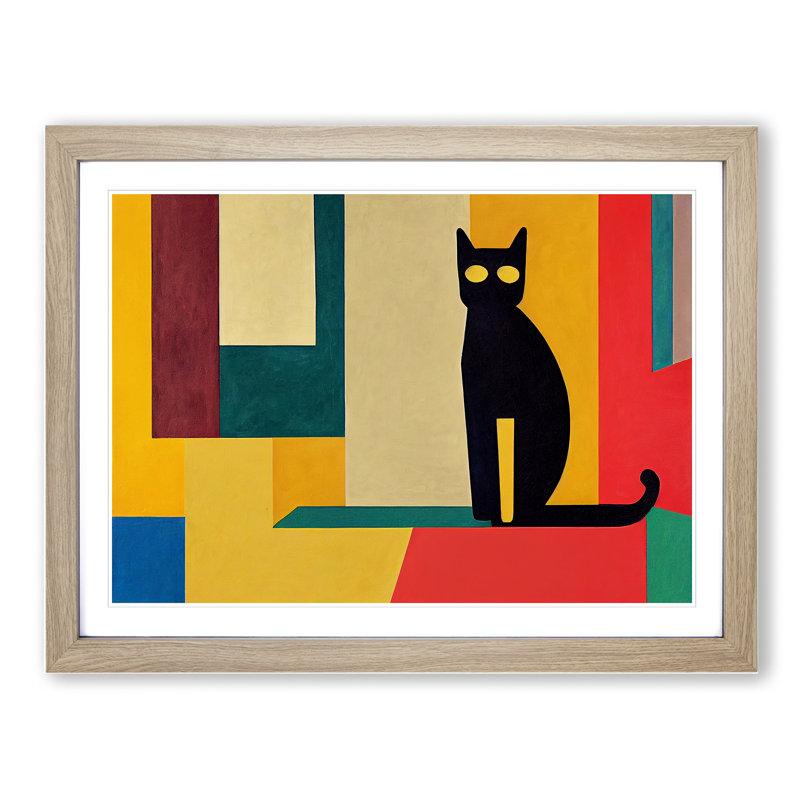 Abstract Cat Vol.4 - Framed Print, 25cm H x 34cm W x 2cm D, Oak
