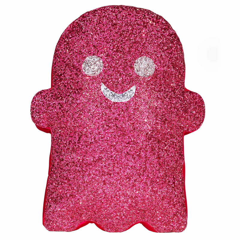 Coussin en forme de fantôme lumineux Sparkles Home | Strass sur velours | 13 x 17 po, null