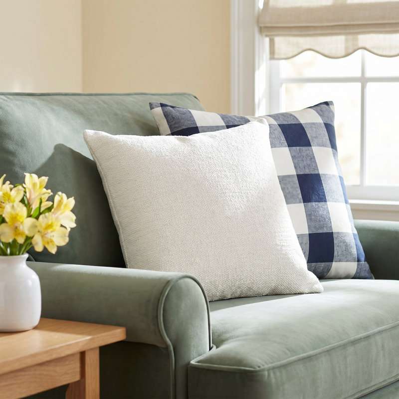 Bertha Square 100% Cotton Pillow & Cover Insert, Down, 22" x 22", Medium Gray/Cream