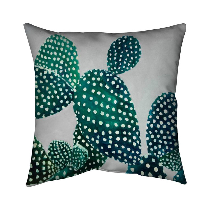Opuntia Cactus Throw | Exotic Floral Poly Twill Decor, Square 26"