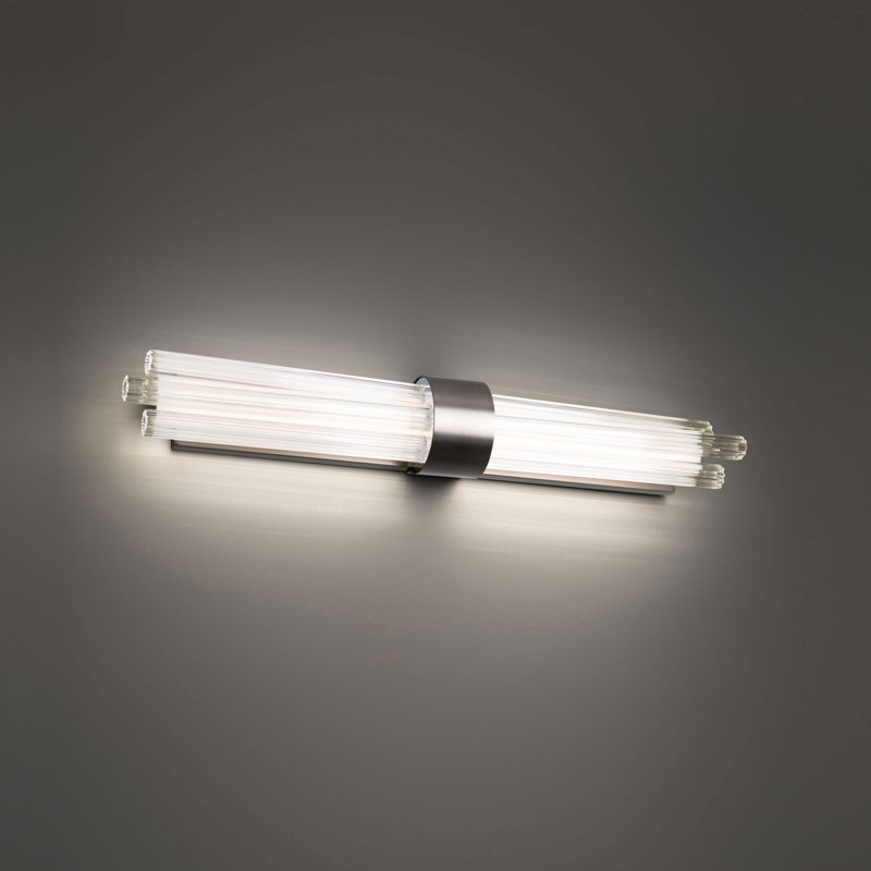 Luzerne 2 - Light Dimmable LED Aged Brass Vanity Light, 28" Height, Brushed Nickel