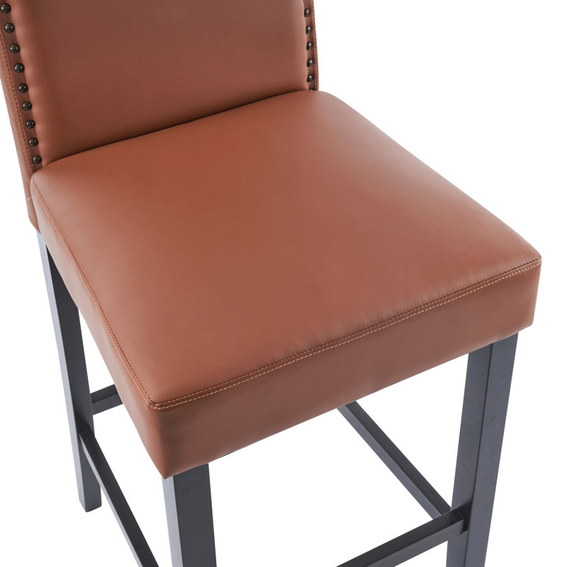 Ensemble de 2 tabourets de bar, tabourets de bar rembourrés pour îlot de cuisine, pieds en similicuir