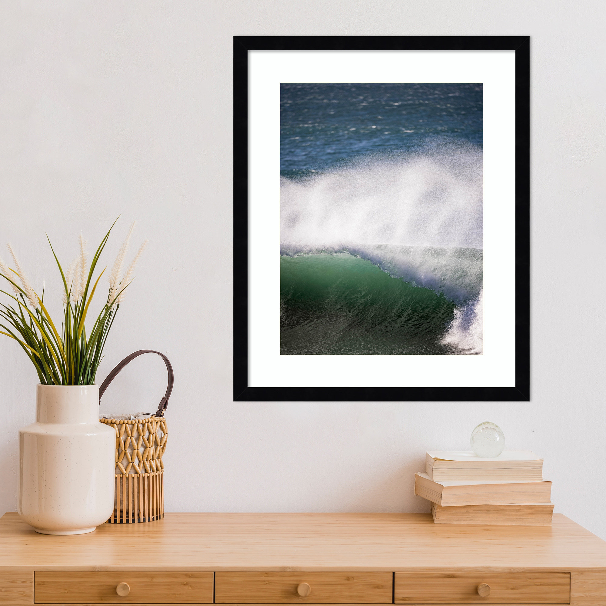 Tube Wave by Shot by Clint Wood Framed Wall Art Print, 21" H x 17" W, Black 
