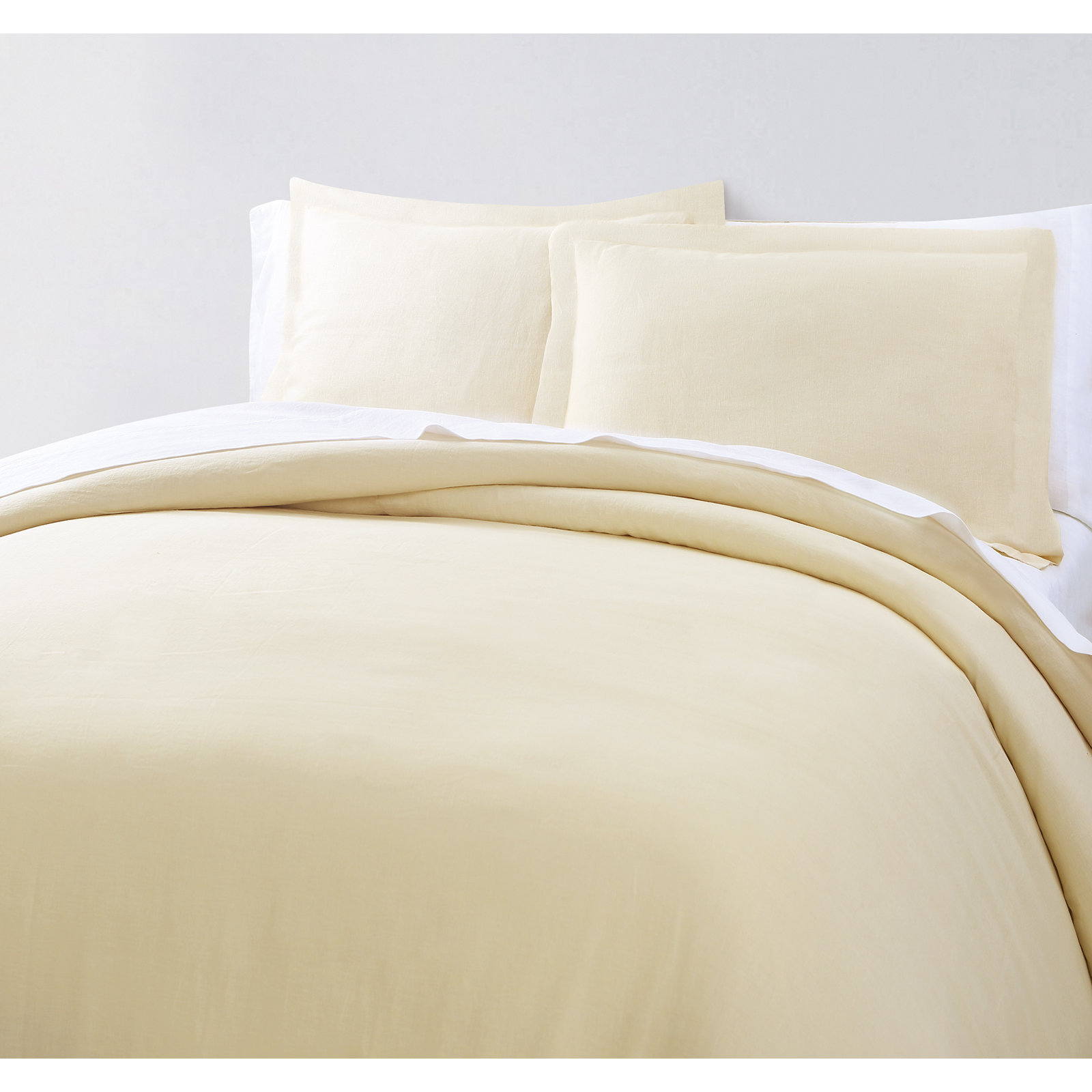 Frazier Linen Duvet Cover Set, Full/Queen Duvet Cover + 2 Standard Shams, Ivory