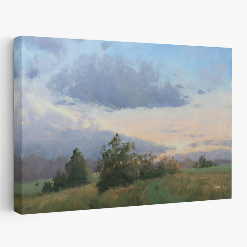 «Blue and Clouds Sunset Across The Field», art, H 16 po x l 24 po