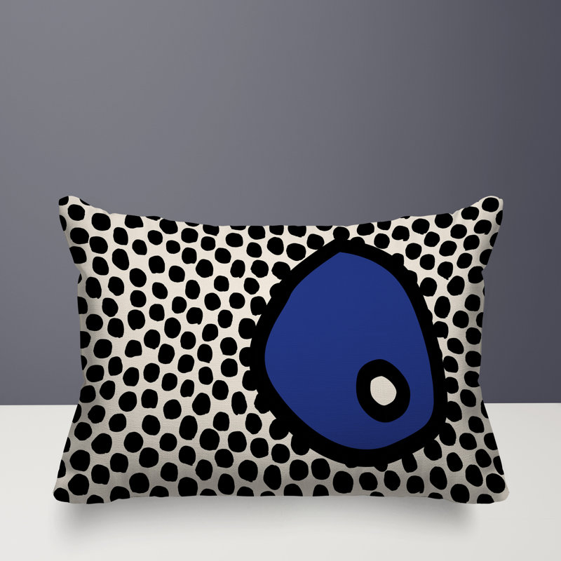 Coussin lombaire réversible intérieur / extérieur Jai Abstract, H 14 po x l 20 po, Marine