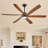 6 Blade Walnut Finish Solid Wood Ceiling Fan With Light-1061870776