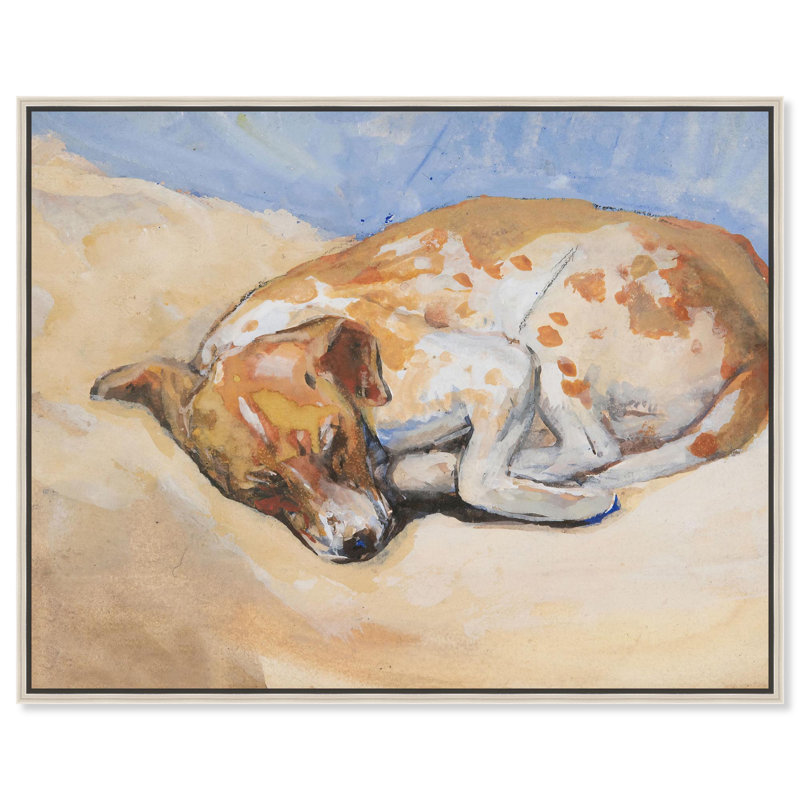 «Sleeping Dog» par Art Remedy, Encadrement argenté, H 17 po x l 21 po