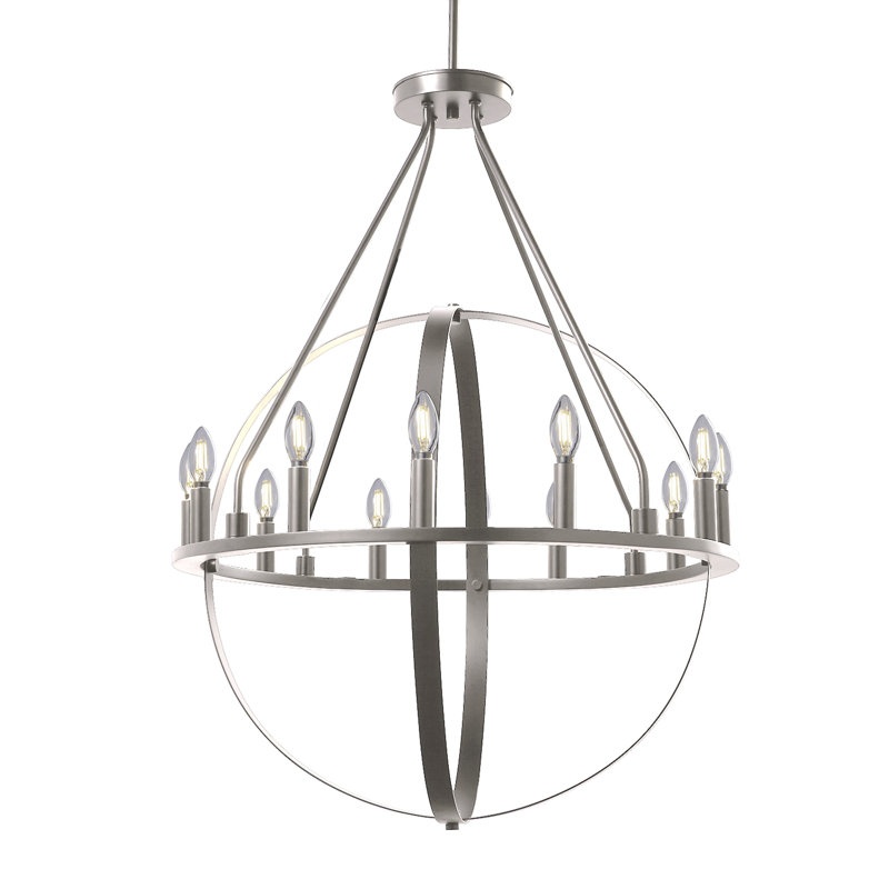Lustre en forme de globe 12 lumières Netice, Nickel