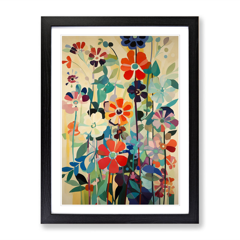 Orphism Flowers Vol.1 - Picture Frame Print, 46cm H x 34cm W x 2cm D, Black