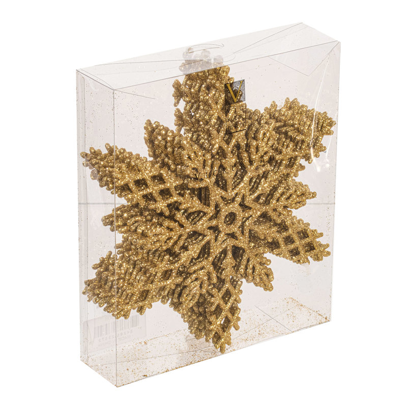 Glitter Snowflake Ornament, Gold, 8" W x 8" D