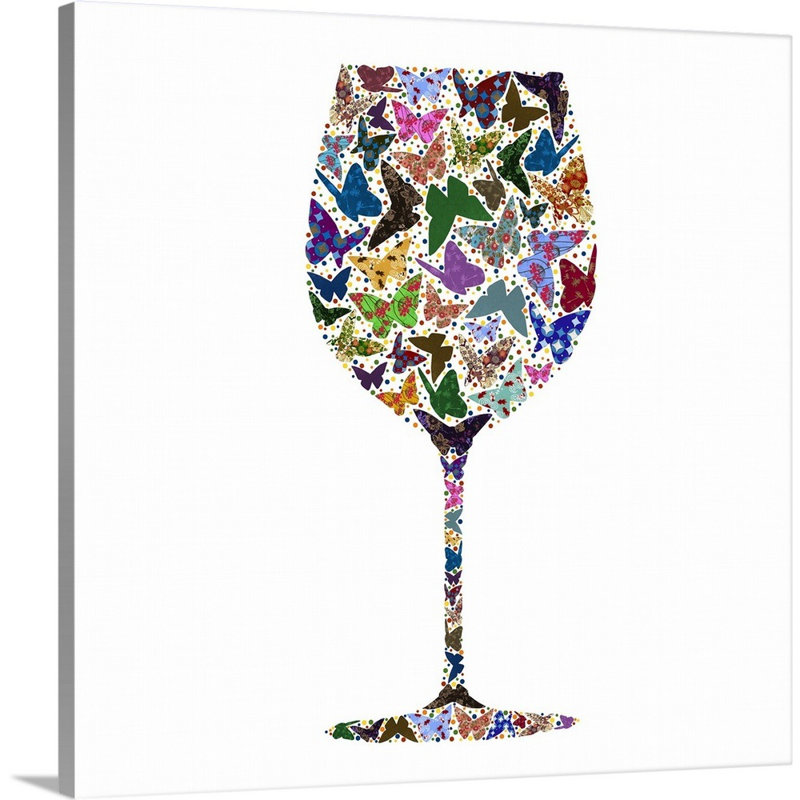 « wine glass party i », peinture sur toile, Toile tendue, H 12 po x l 12 po x p 1,25 po
