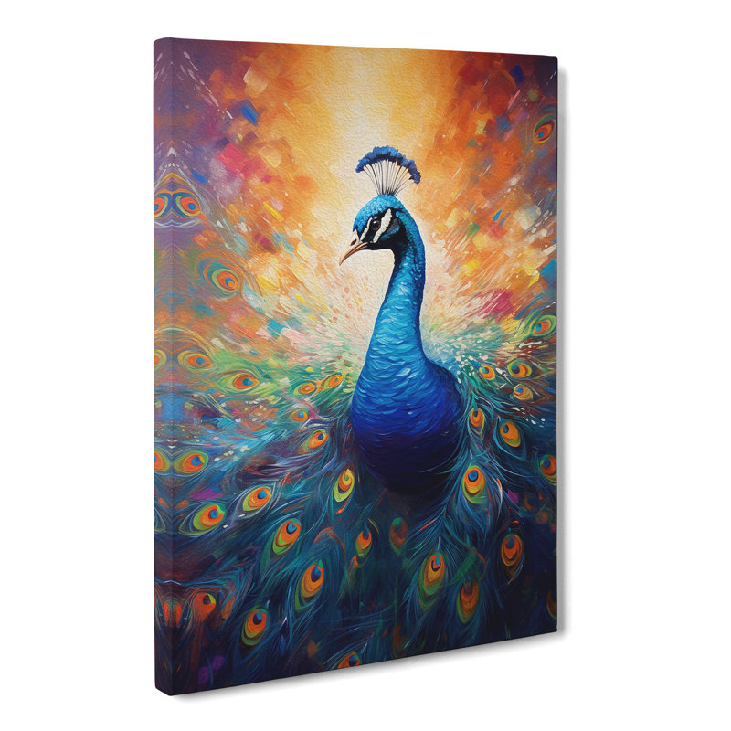 Peacock Action - Print, 76cm H x 50cm W x 3cm D