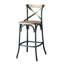 Tabouret de bar à dossier croisé turquoise antique et chêne antique