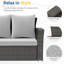 Canapé de patio 67,7 po en osier 3 places avec coussins gris épais et structure noire-129473101