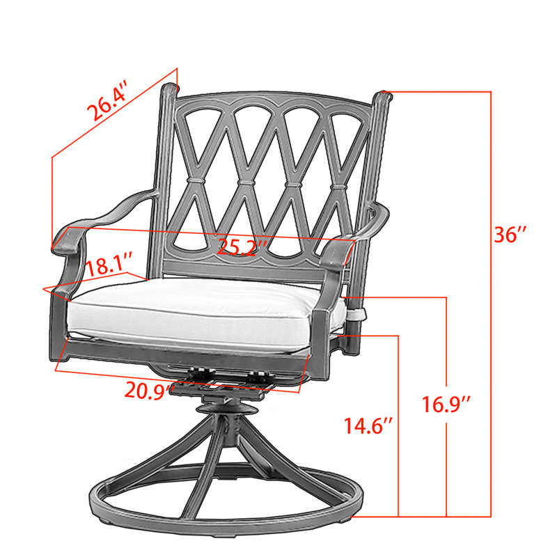 Chaise de patio pivotante avec coussins Banski, Orange