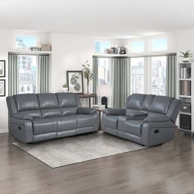 One Manual Reclining Living Room Sofa Set 2 Seats Sofa & Loveseat by Latitude Run