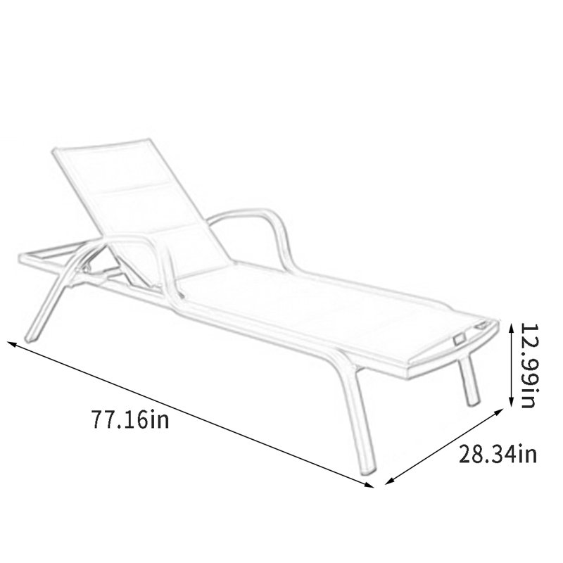 Chaise longue d'extérieur réglable en métal