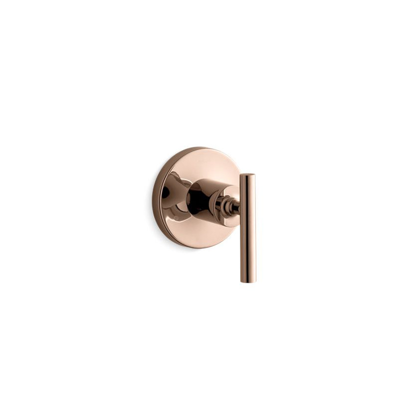 Purist Valve Trim with Lever Handle for Transfer Valve, Vibrant Rose Gold