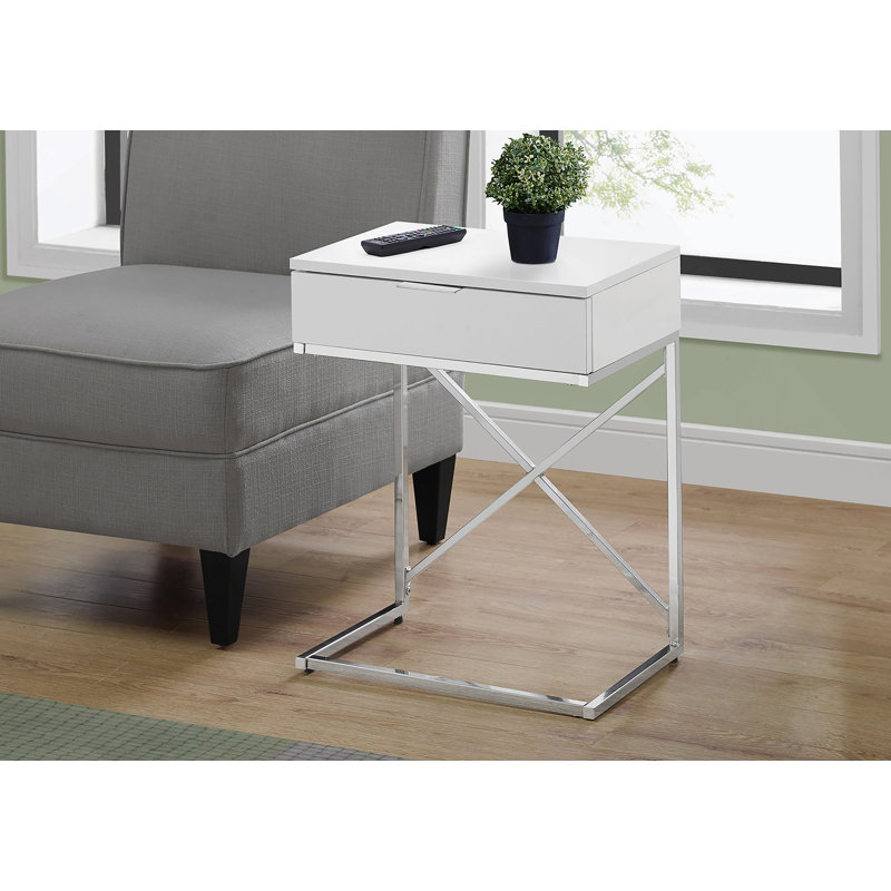 Table d'appoint polyvalente pour le salon et la chambre à coucher avec tiroir de rangement, idéale pour placer une lampe et un décor contemporain