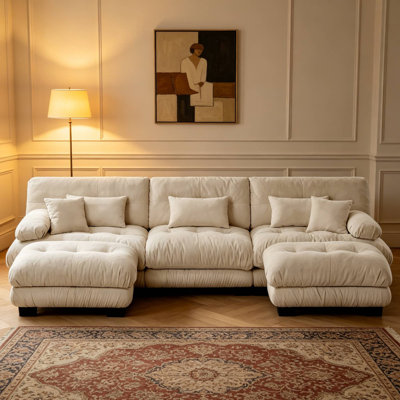 Canapé modulaire en U rembourré avec 2 repose-pieds