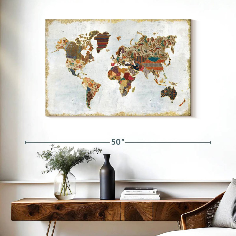 Aliaz Pattern World Map, 26" H x 39" W