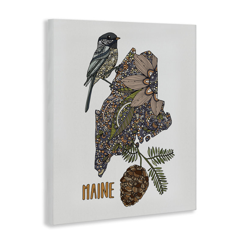 Art floral sur toile Maine State par Valentina Harper, H 20 po x l 16 po