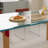 Innovative tempered glass and solid wood table-1353403693