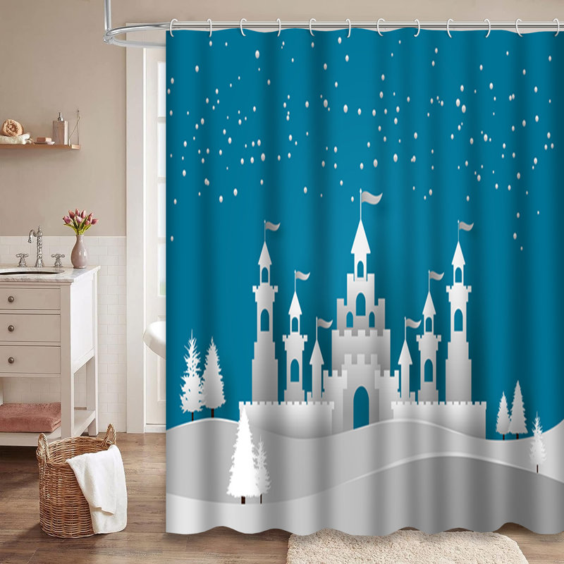 Rideau de douche Castle Winter Christmas, 72" L x 72" W