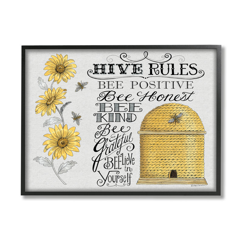 «Hive Rules», H 16 po x l 20 po x P 1,5 po, Giclée encadrée noir minuit