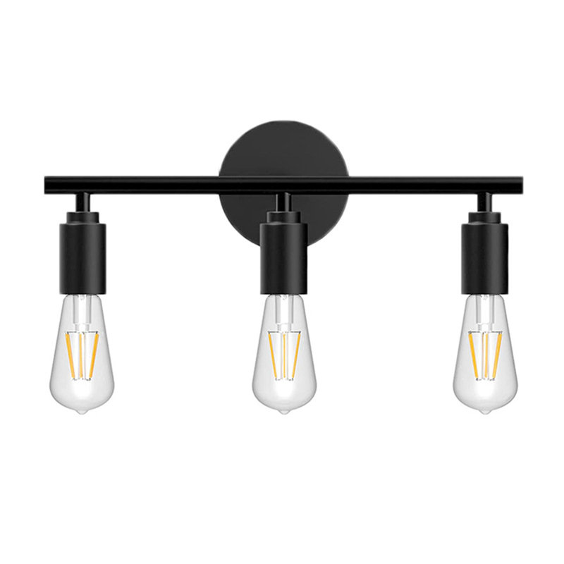  Éclairage pour meuble-lavabo 3 lumières noir (ampoules non incluses) - convient aux salles de bain, aux toilettes et aux espaces de coiffeuse.