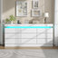 Commode blanche 9 tiroirs pour chambre à coucher avec station de charge et lumières DEL
