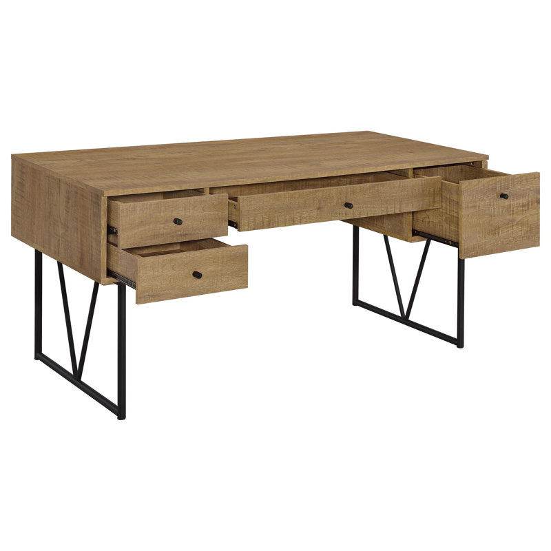 Fallon 4-Drawer Manufactured Wood Writing Desk, Mango