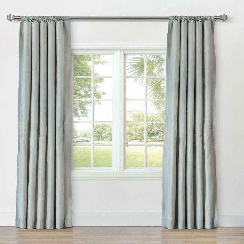 Reverie Striped Curtain Panel In Sand, 96" W x 108" L, Green