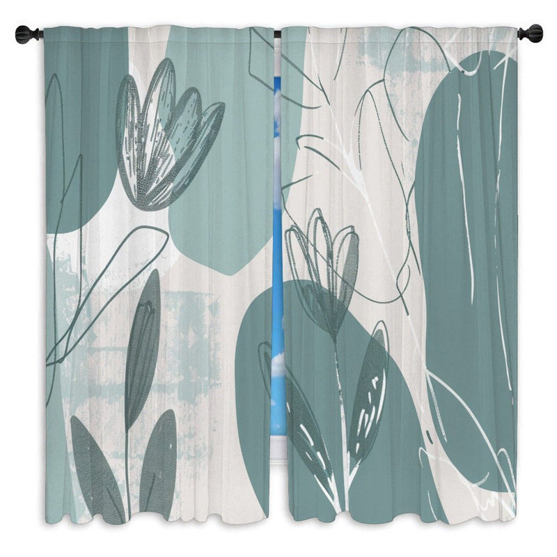 Leaves Window Curtains  Garden Silhouette Drapes - 2 Panels, 40" W x 61" L
