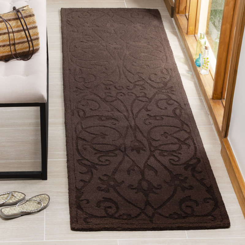 Soukup Floral Handmade Tufted Wool Brown Area Rug, Runner 2'3" x 8'