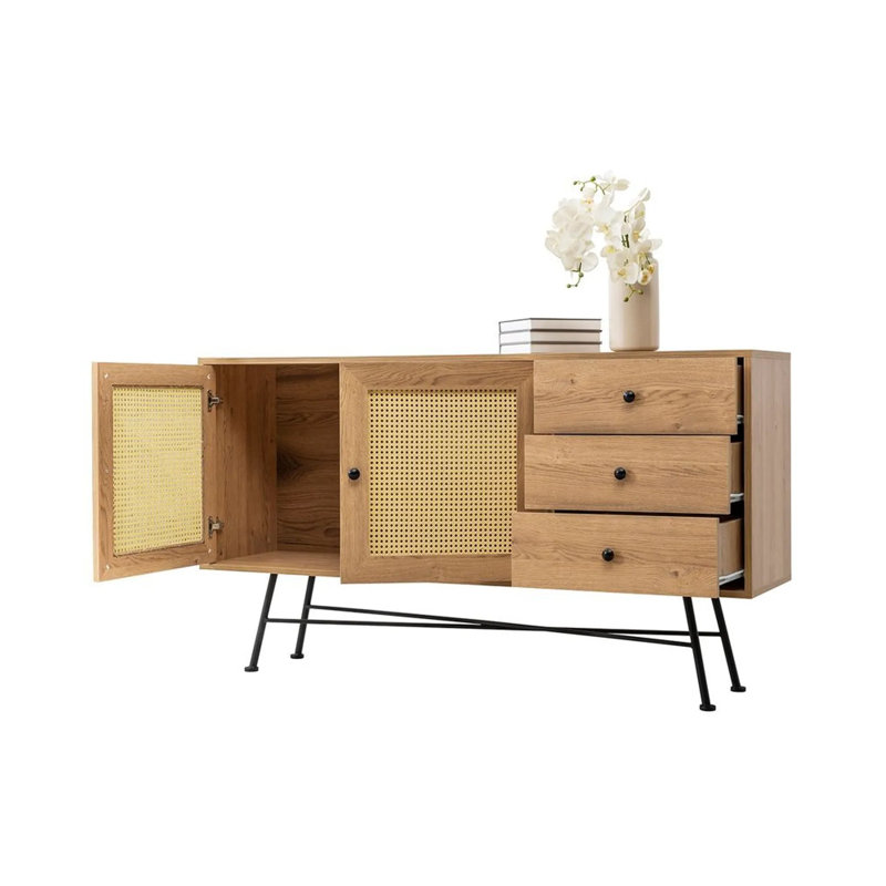 Modern Scandinavian Console Table with Metal Legs, 63.0 x 35.4 x 15.7 inches | 100% Melamine Coated Chipboard, 30.0 in Legs | Stylish Brown Finish, Durable & Sleek Design for Living Room & Entryway Decor