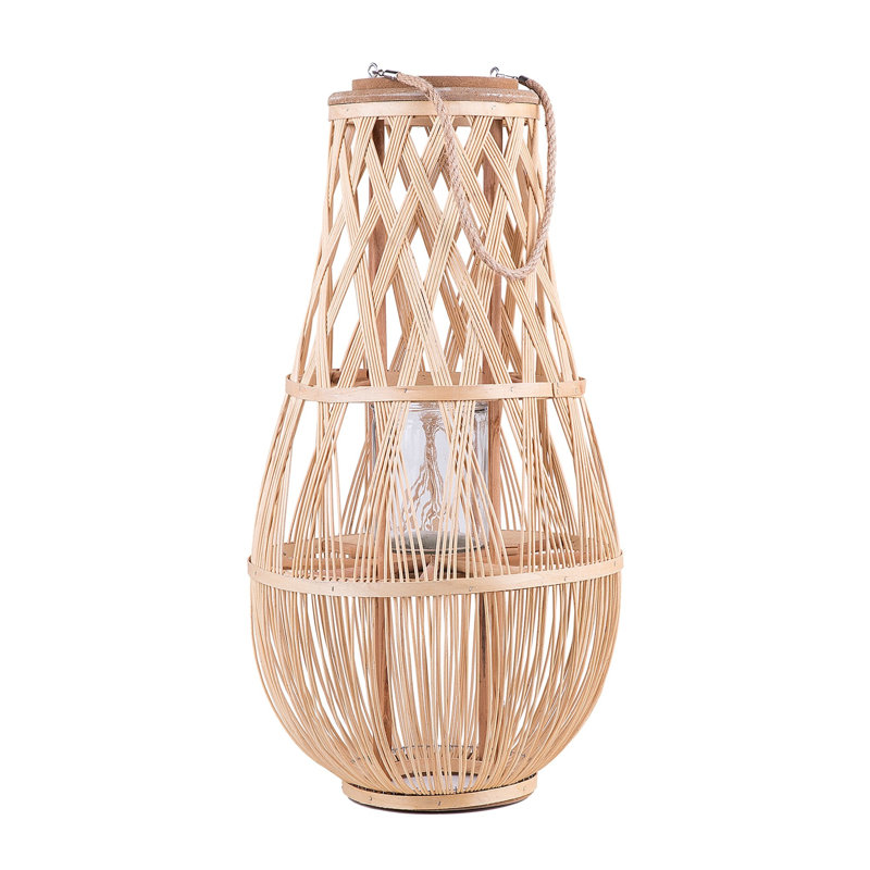 Wood Floor Lantern, White, 75cm H x 39cm W x 39cm D