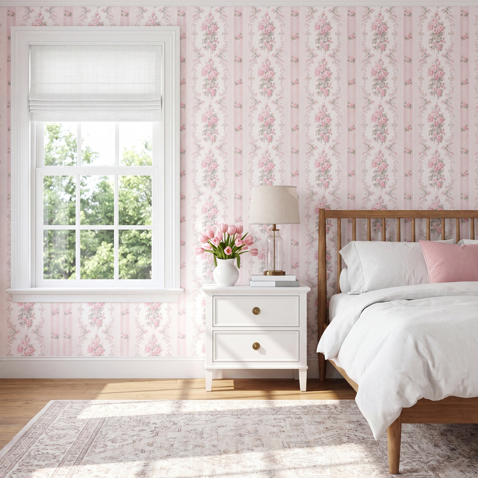 LoveShackFancy Dreamy Days Wallpaper Double Roll, Pink, 20.5" W x 396" L, Non-Pasted