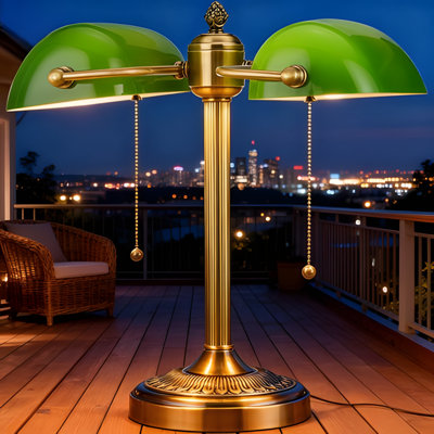 Newrays Classic Bankers Desk Lamp With Pull Chain Switch, Adjustable Gooseneck Design For Task Lighting, E26 Socket Base Requires Bulb Not Included