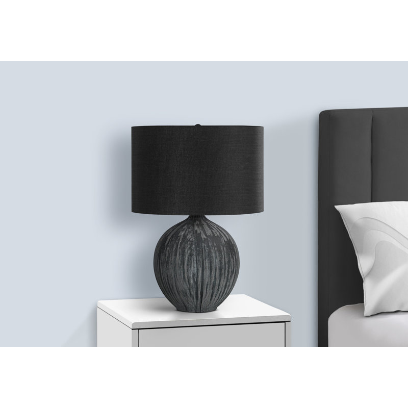 Lighting, Table Lamp, Black Ceramic, Black Shade, Contemporary