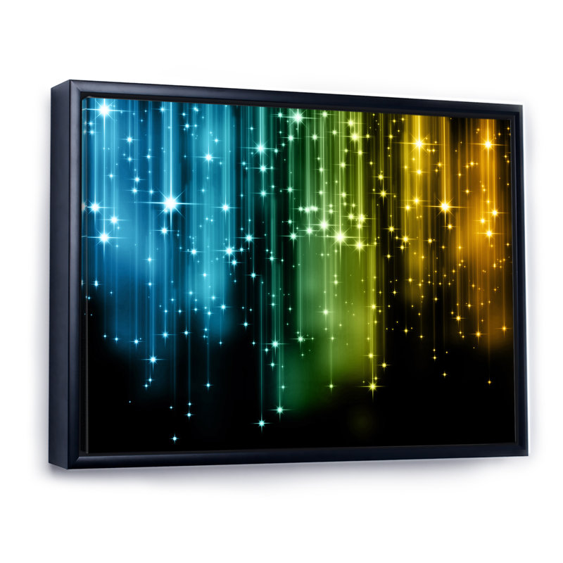 «Glowing Lights Matrix Art», reproduction sur toile, H 30 po x l 40 po x P 1,5 po, Cadre flottant noir